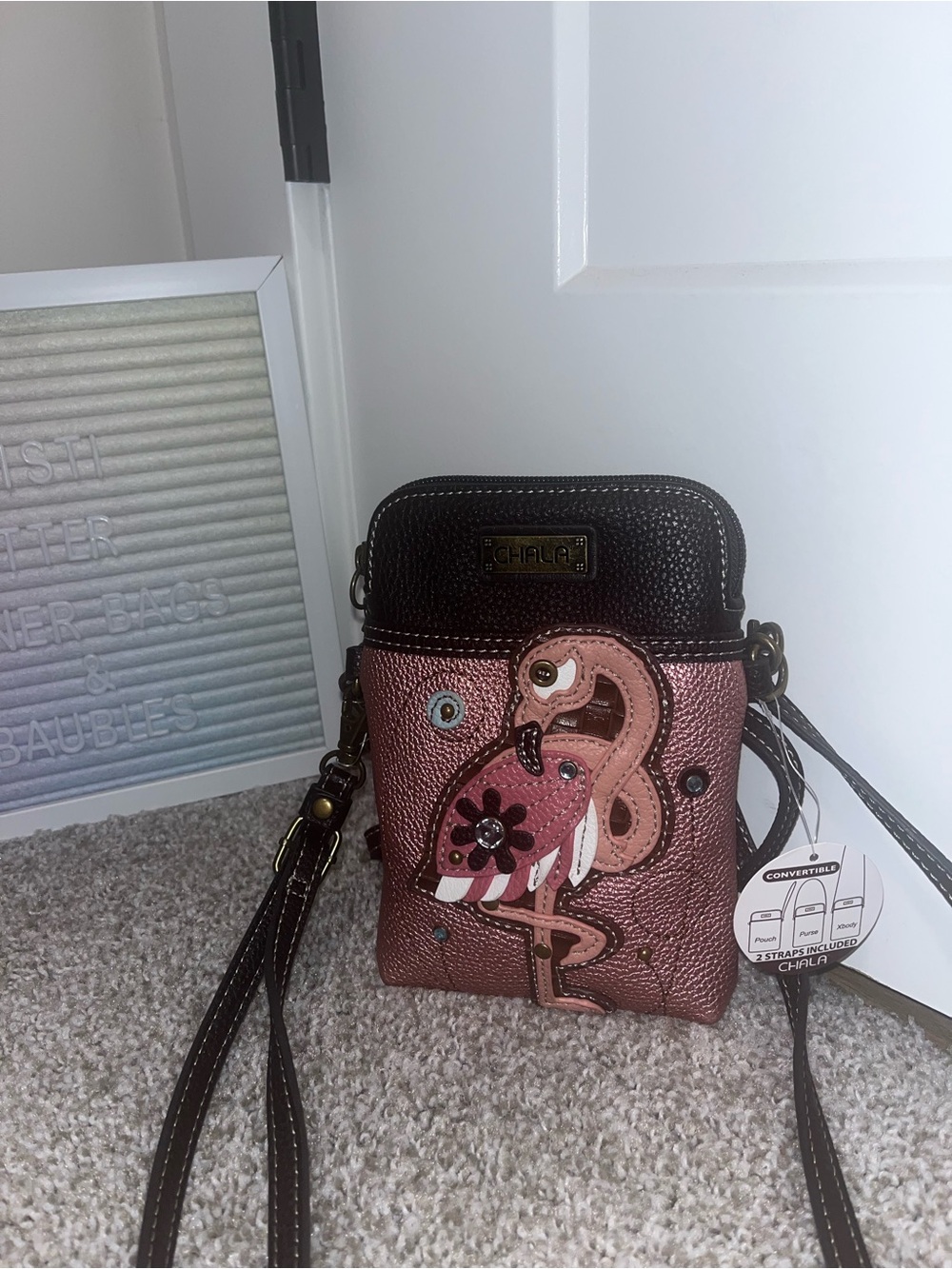 New Chala Pink Flamingo Crossbody Bag - Picture 3 of 8